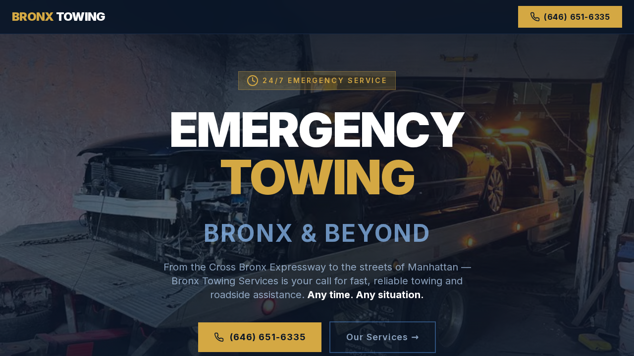 Bronx Towing Services website